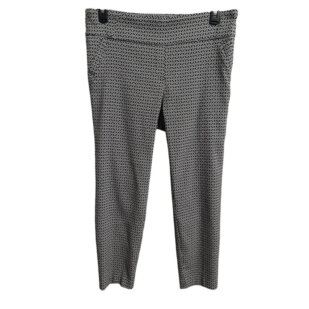 Soho Apparel Ltd. Womens XL Black White Ankle Length Pants Geometric Pattern